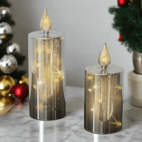 Sisica | LED Smoky 2-piece Glass Candle Set