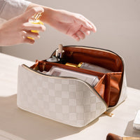 Sisica | Luxurious Checked Makeup Cosmetic Bag
