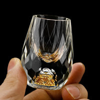 Sisica | Luxury Crystal Glasses with Gold Flakes – Handmade – Set of 2 – For Whisky & Premium Beverages