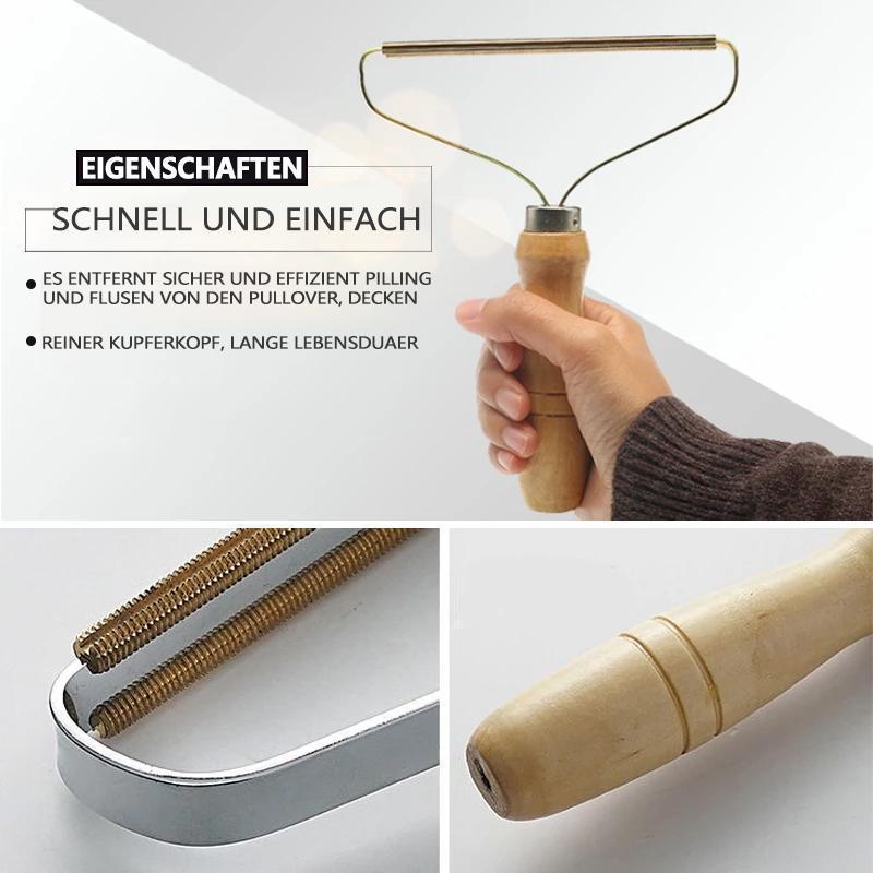 Charly | Manual Lint Remover | Copper Precision Head | Solid Wood Handle | Battery-Free Fabric Shaver for Cashmere, Wool & Upholstery | Pilling Extractor