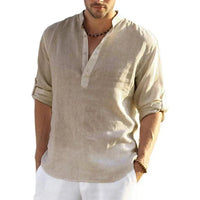 Sisica | Men's Relaxed Band Collar Linen Shirt