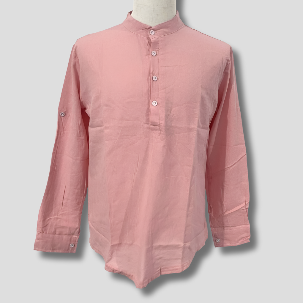 Charly | Men's Band Collar Linen Shirt