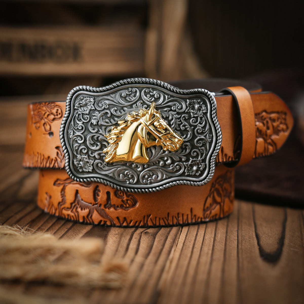Charly | Men’s Belt | Western Style | Vegan Leather & Durable Metal Buckle