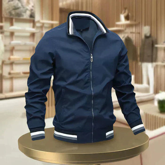 Charly | Men's Bomber Jacket with Striped Collar and Cuffs