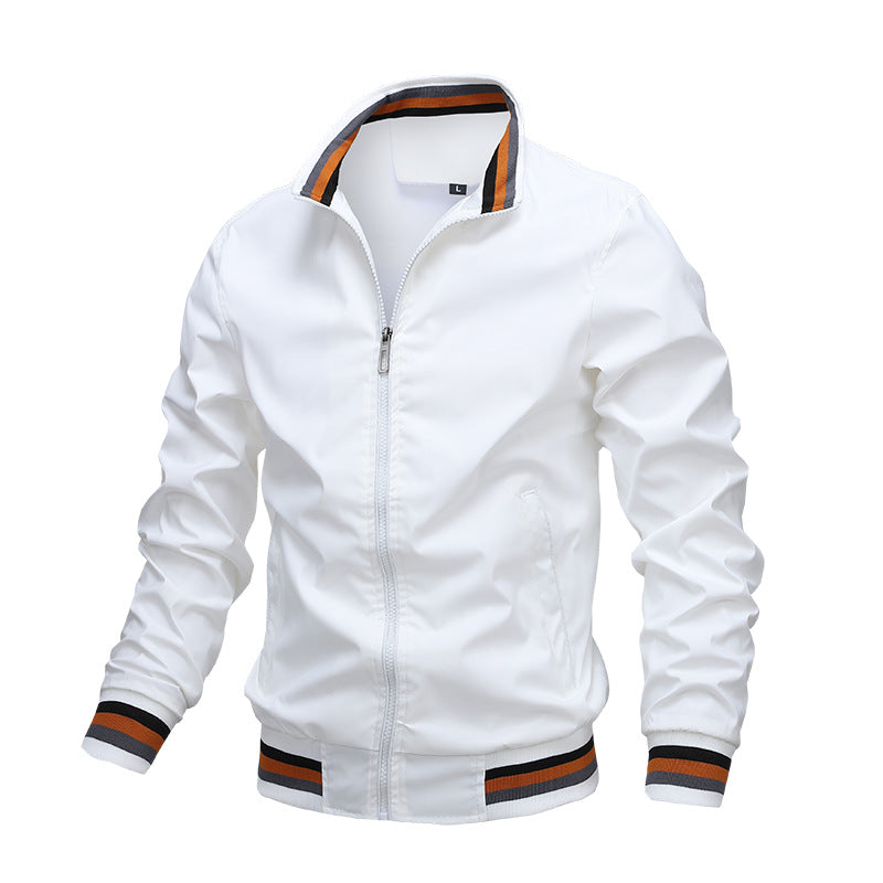 Charly | Men's Bomber Jacket with Striped Collar and Cuffs