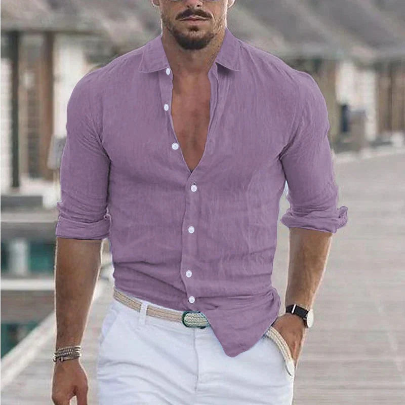 Charly | Men's Button-Up Long Sleeve Shirt with Turn-Down Collar