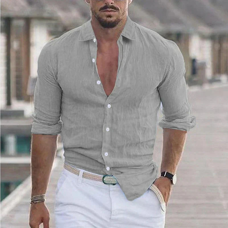 Charly | Men's Button-Up Long Sleeve Shirt with Turn-Down Collar