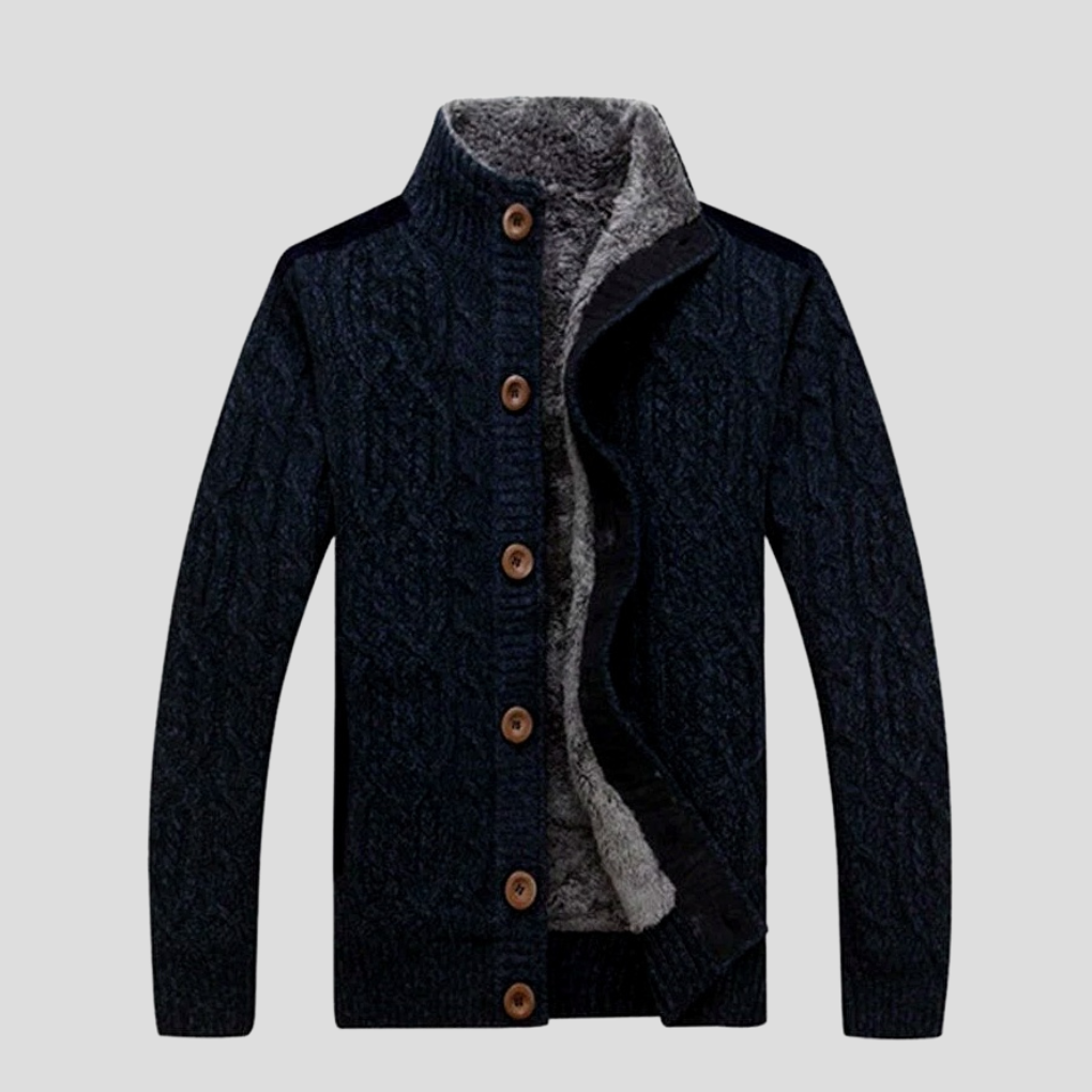 Charly | Men's Cable Knit Button Cardigan with Fleece Lining