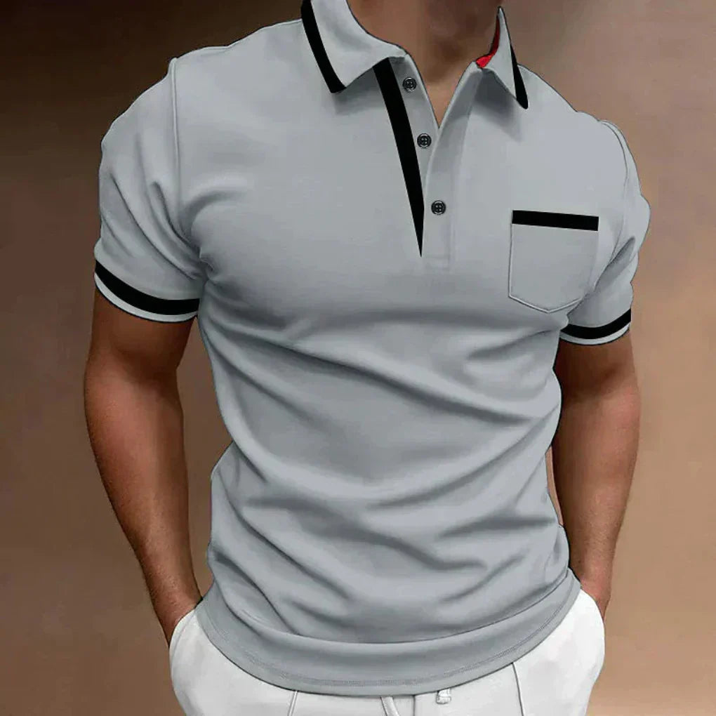 Charly | Men's Contrast Trim Pocket Polo Shirt