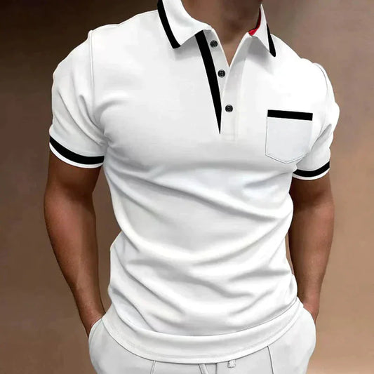 Charly | Men's Contrast Trim Pocket Polo Shirt