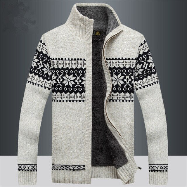 Charly | Men's Full-Zip Nordic Print Fleece Lined Cardigan