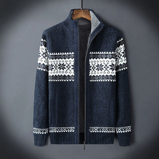 Charly | Men's Full-Zip Nordic Print Fleece Lined Cardigan
