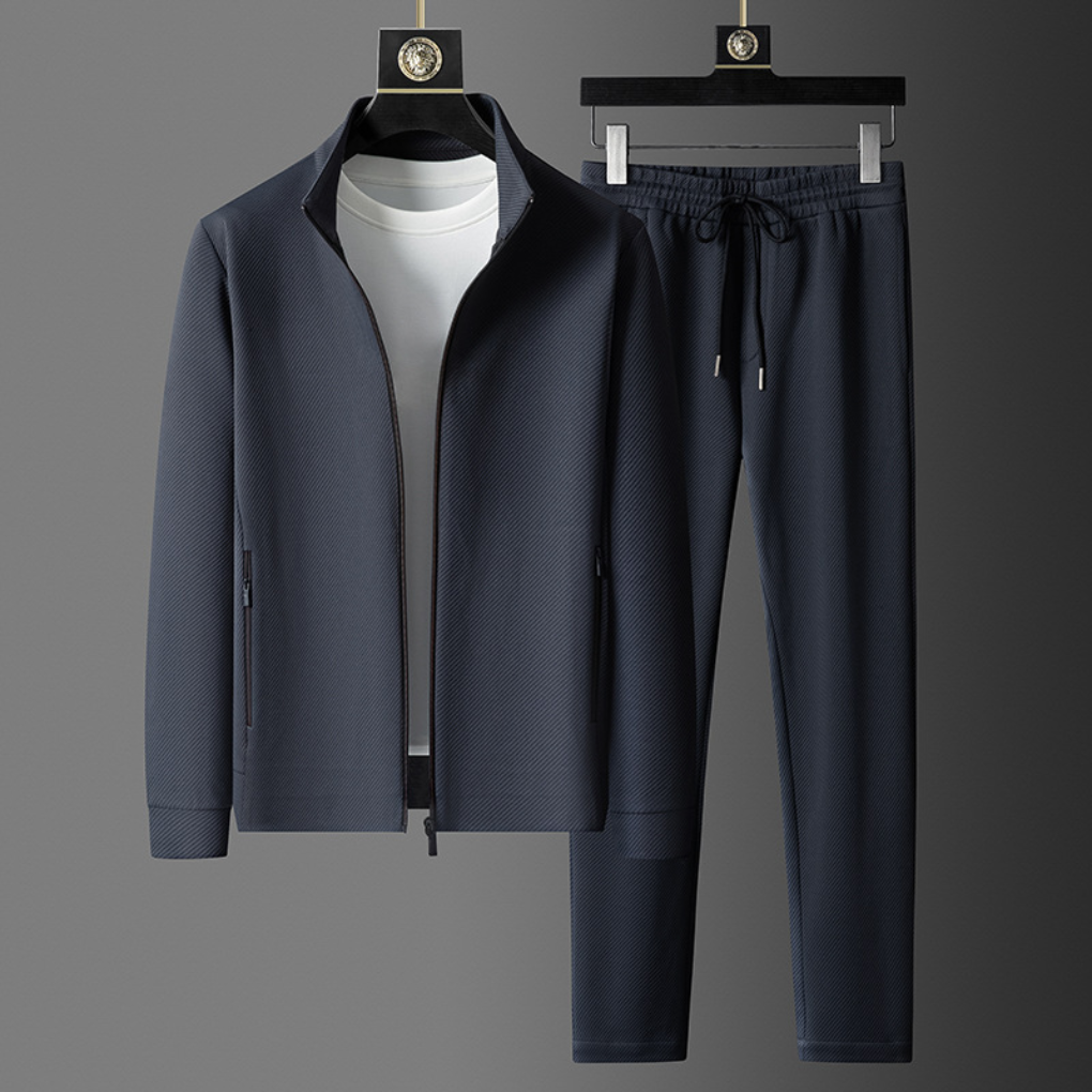 Charly | Men's Full Zip Tracksuit Set Textured Jacket and Joggers
