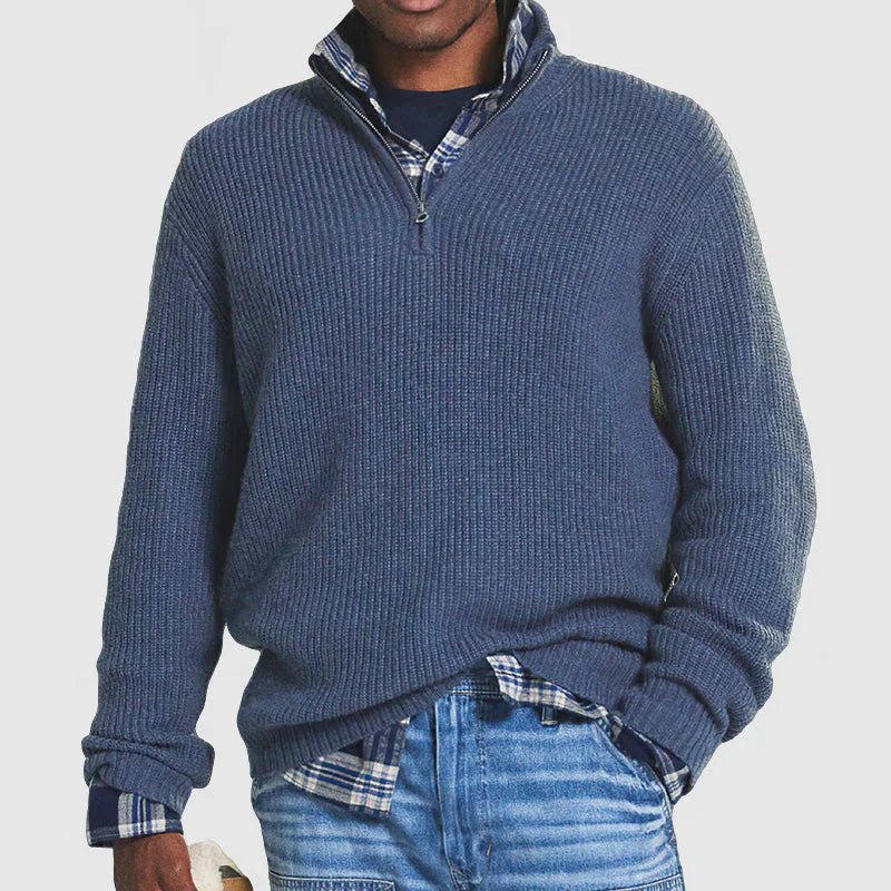Charly | Men's Half Zip Sweater with Stand Collar