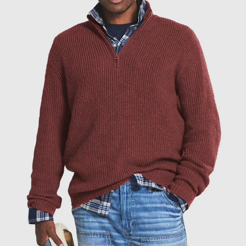 Charly | Men's Half Zip Sweater with Stand Collar