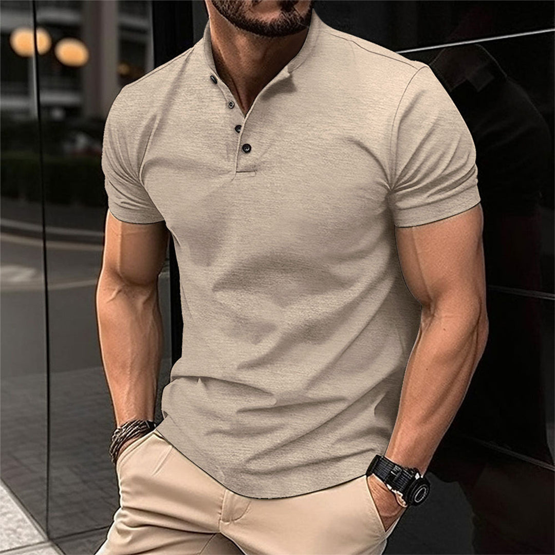 Charly | Men's Henley Polo Shirt with Mandarin Collar
