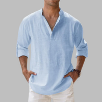 Sisica | Breathable Linen Band Collar Shirt