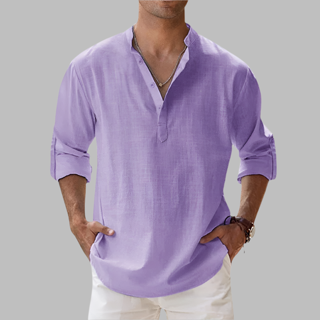 Charly | Men's Henley Shirt with Band Collar