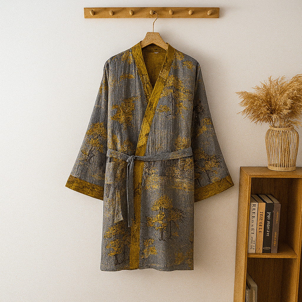 Charly | Men's Jacquard Kimono Robe with V-Neck