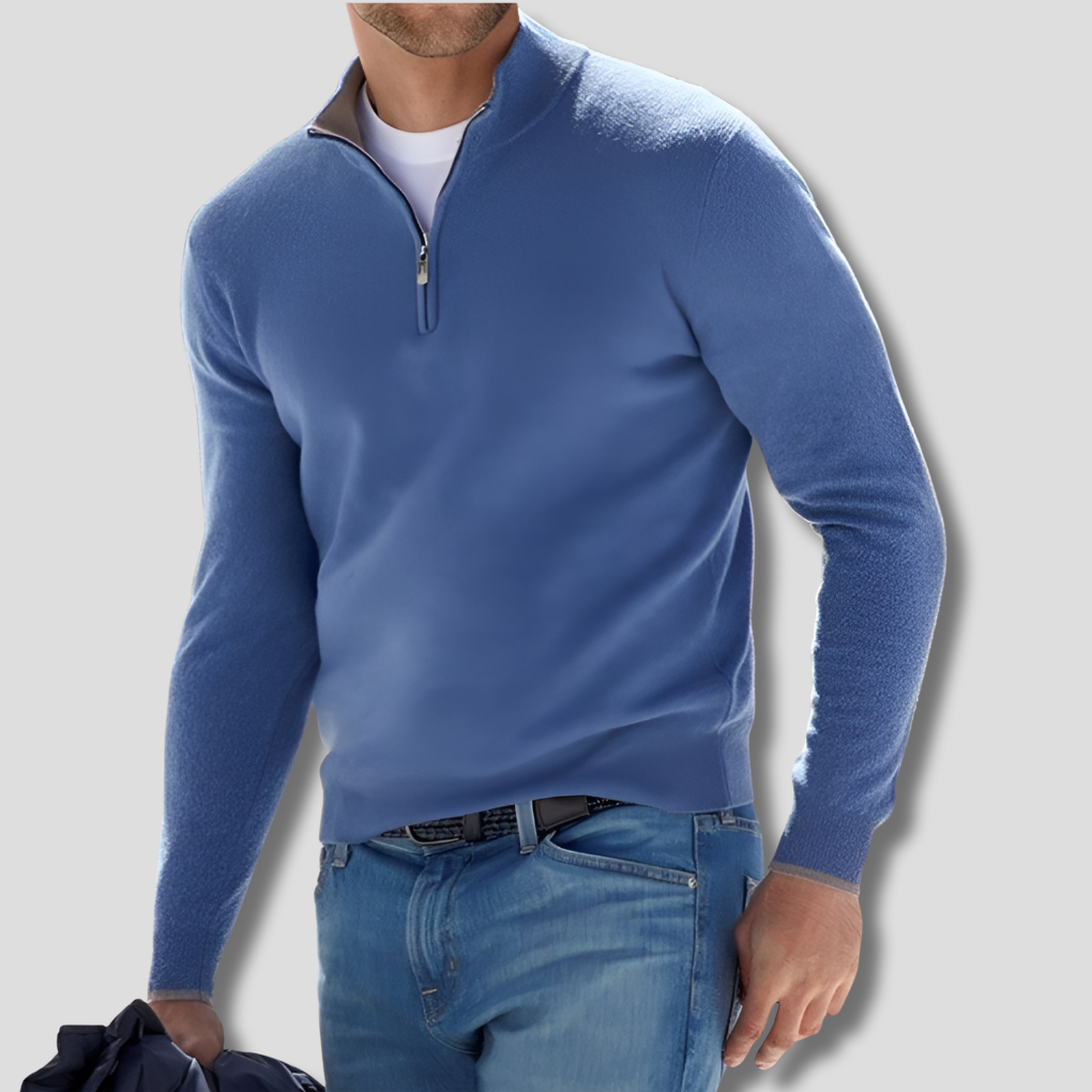Charly | Men's Knit Pullover with Zipper Collar