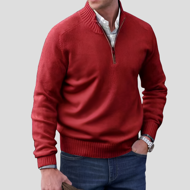 Charly | Men's Knit Pullover with Zipper Collar