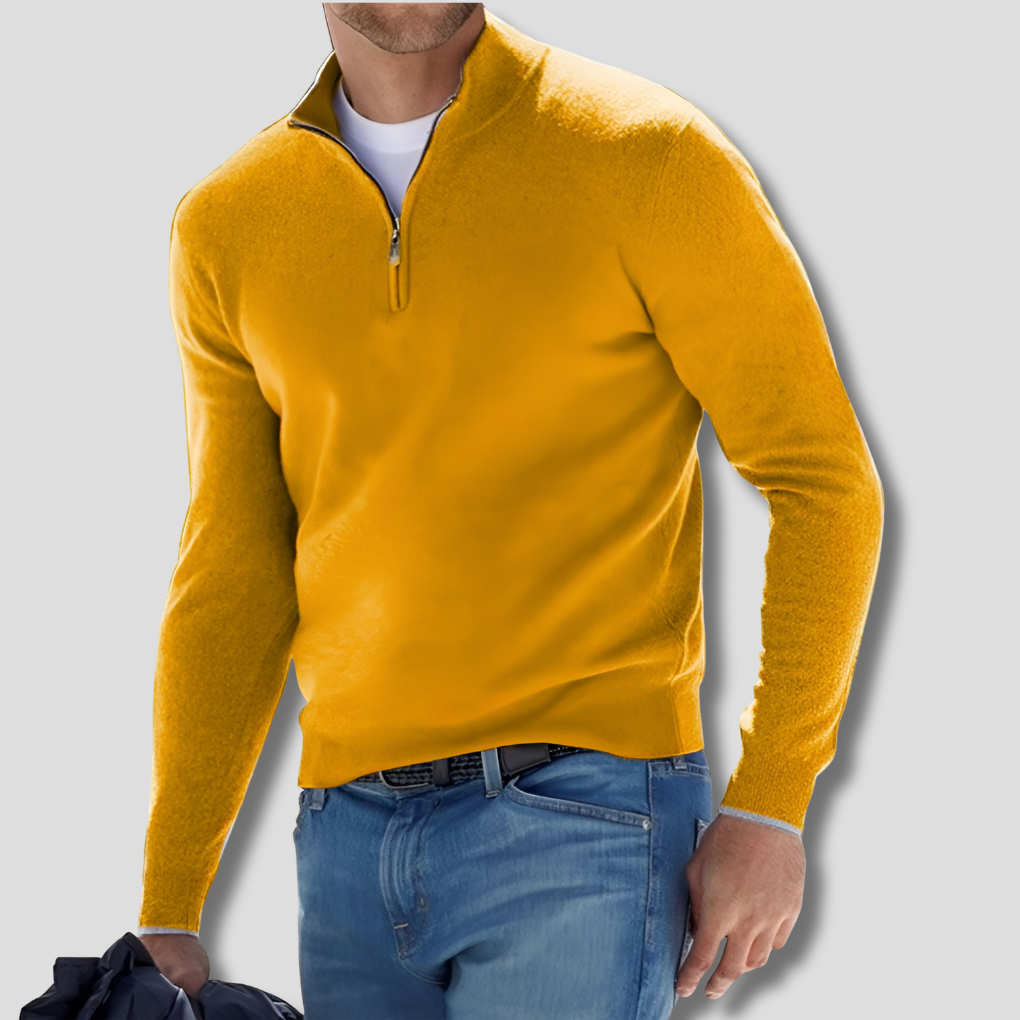 Charly | Men's Knit Pullover with Zipper Collar