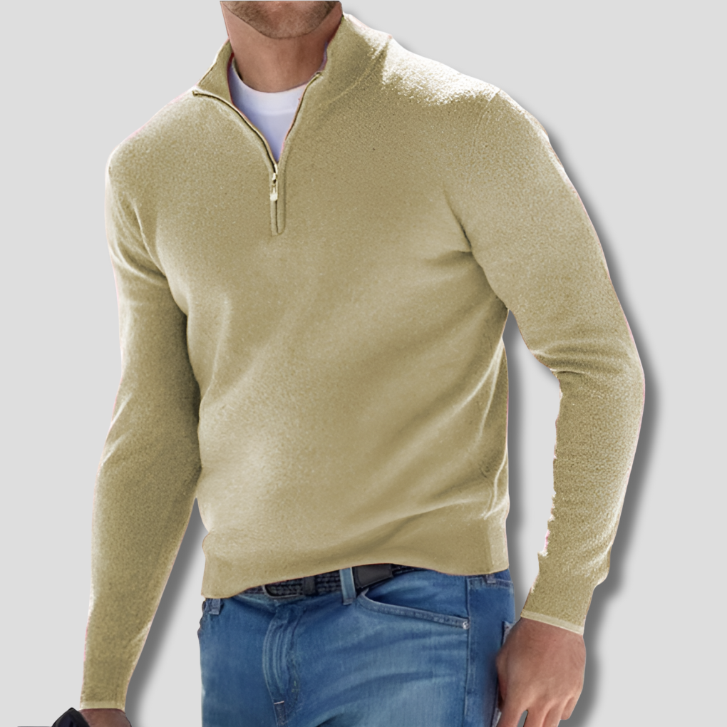 Charly | Men's Knit Pullover with Zipper Collar