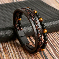 Sisica | Men's Layered Beaded Leather Bracelet