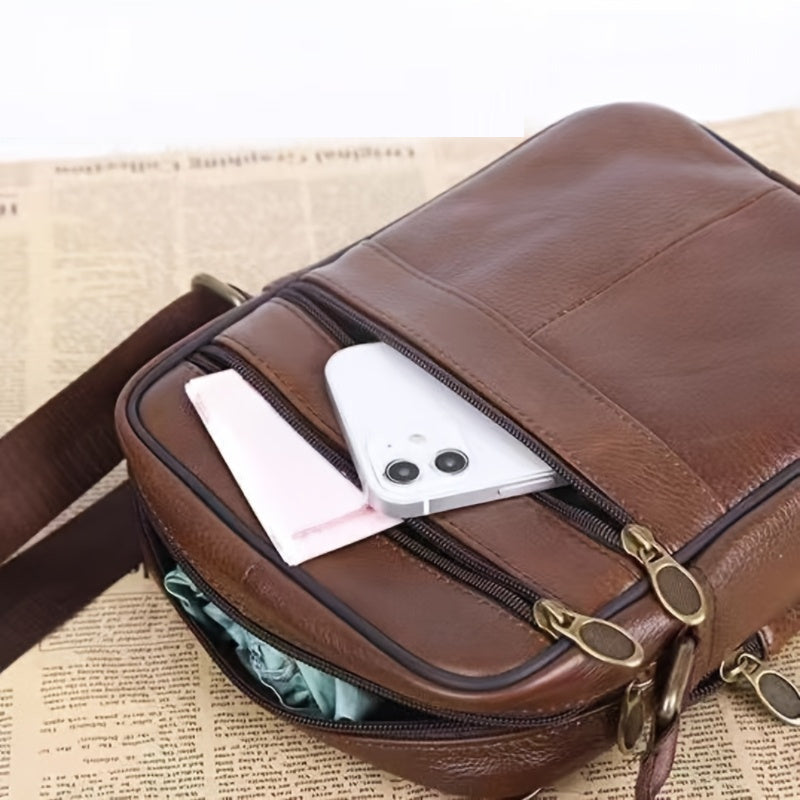 Charly | Men’s Leather Shoulder Bag | Genuine Cowhide Crossbody | Adjustable Strap