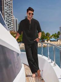 Sisica | Men's Linen Blend Shirt and Pants Set