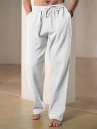 Casual Linen Blend Drawstring Pants
