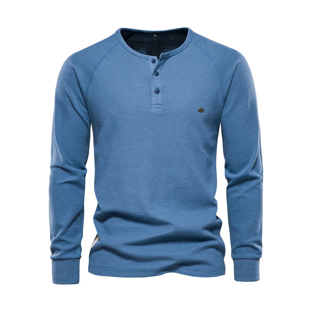 Charly | Men's Long Sleeve Henley Shirt with Button Neck