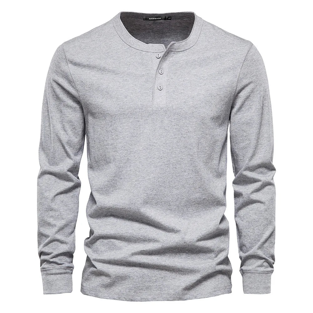 Charly | Men's Long Sleeve Henley Shirt with Button Neck