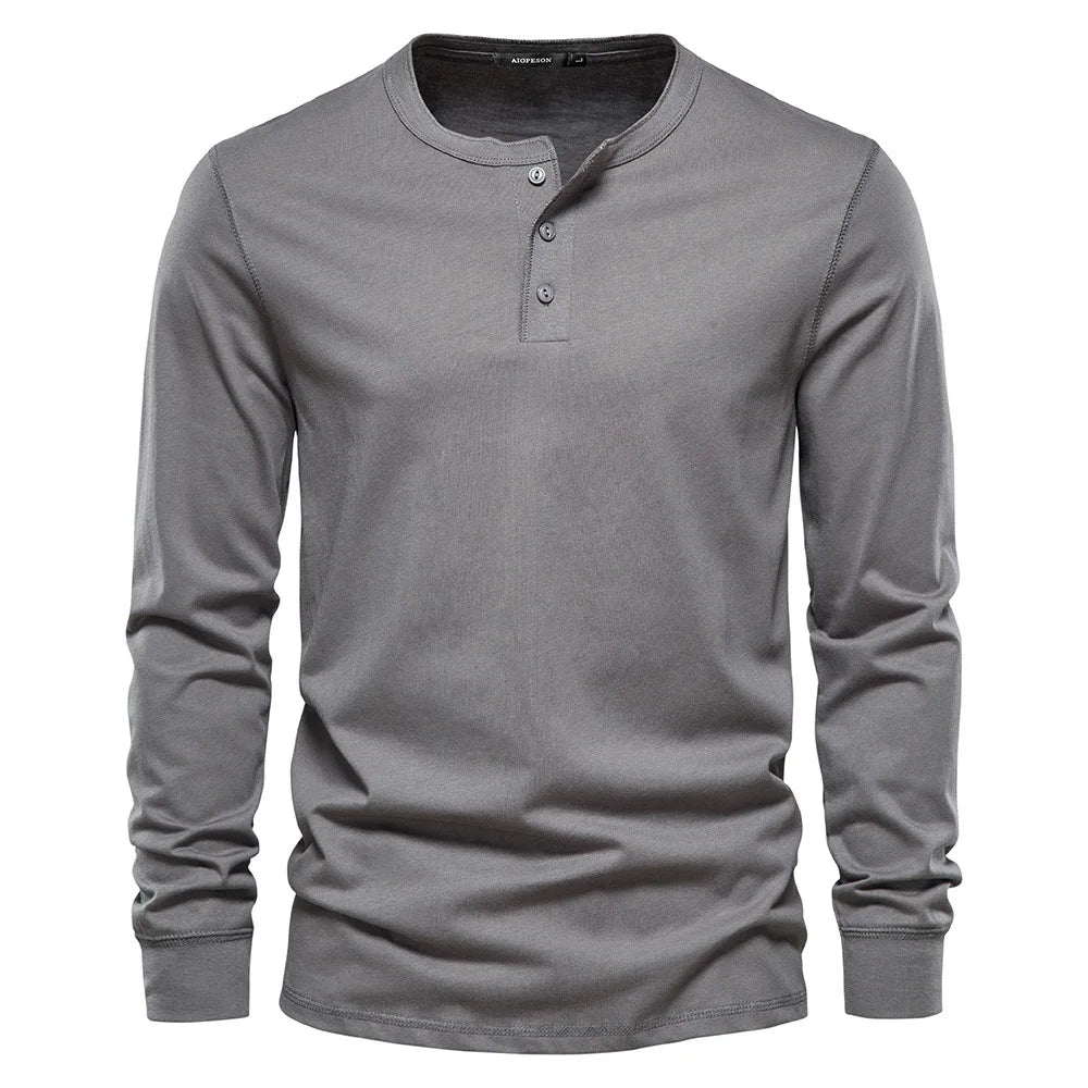 Charly | Men's Long Sleeve Henley Shirt with Button Neck