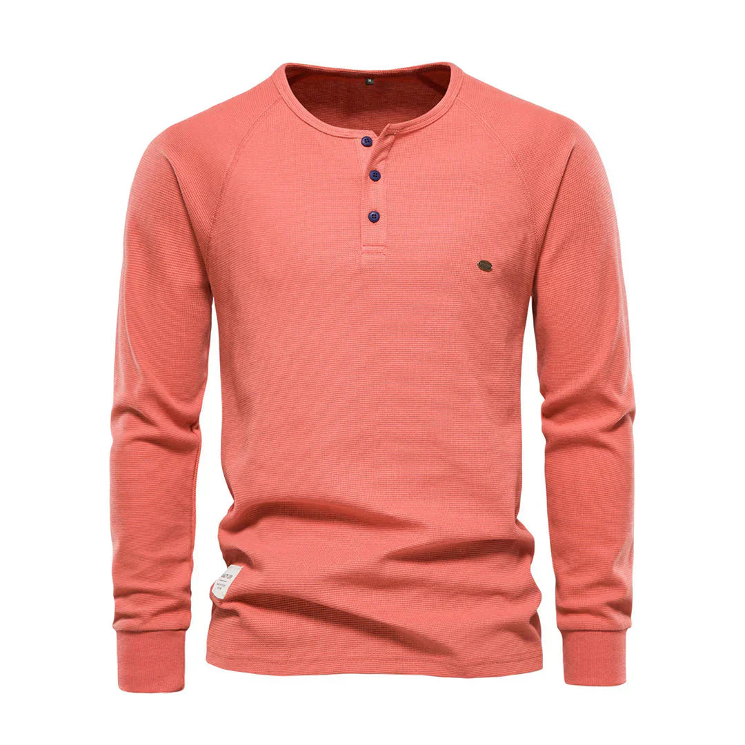 Charly | Men's Long Sleeve Henley Shirt with Button Neck