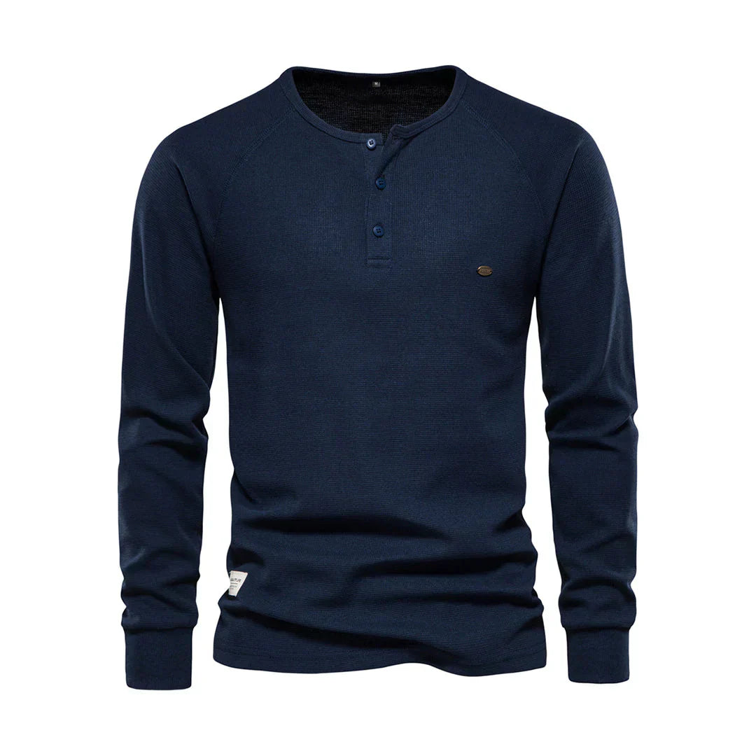 Charly | Men's Long Sleeve Henley Shirt with Button Neck