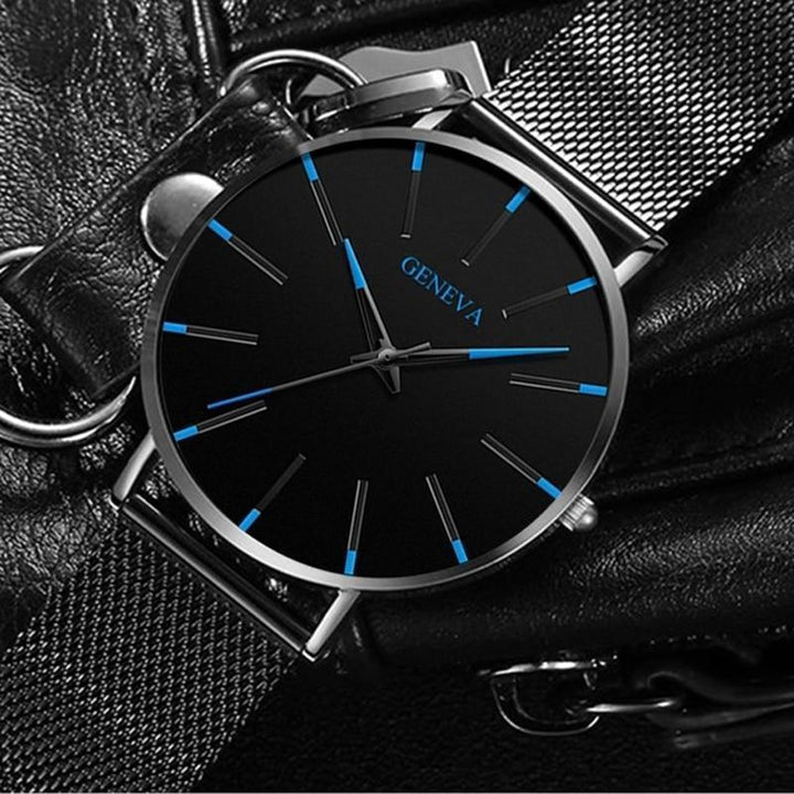 Charly | Men's Minimalist Analog Watch with Blue Accents