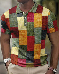 Sisica | Men's Geo Block Print Polo