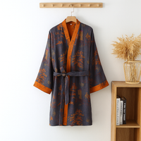 Sisica | Men's Printed Jacquard Kimono Lounge Robe