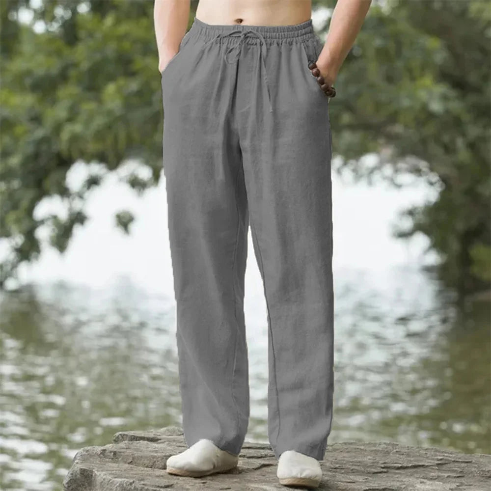 Charly | Men's Relaxed Fit Linen Trousers with Drawstring