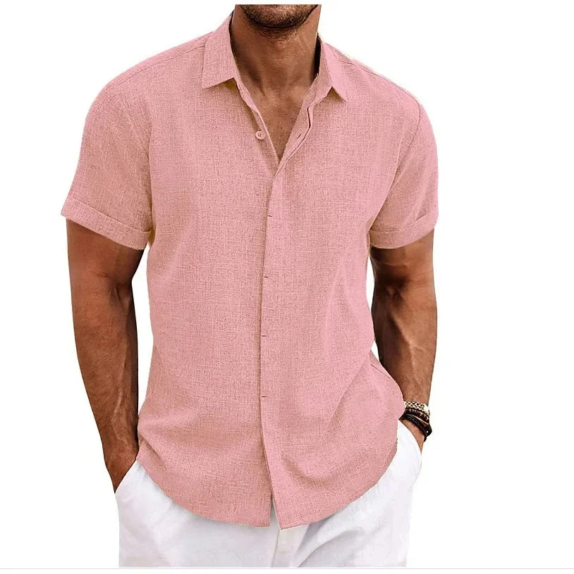 Charly | Men's Short Sleeve Linen Blend Shirt Camp Collar