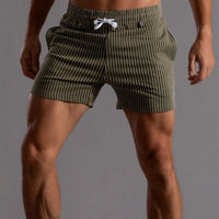 Men's Striped Athletic Shorts with Drawstring