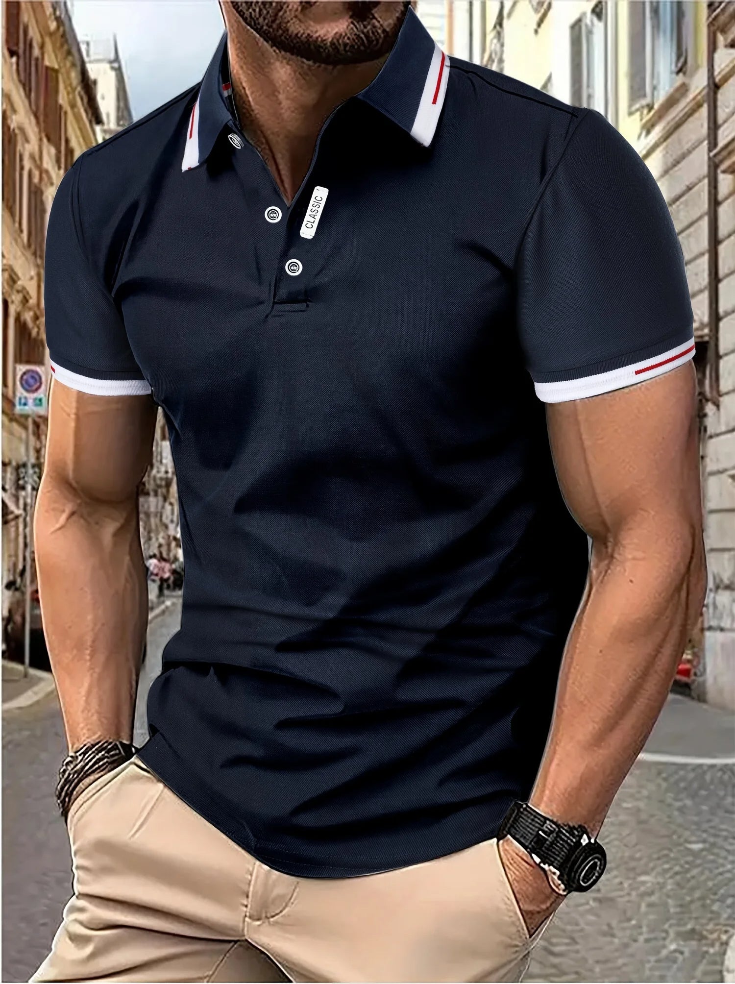 Charly | Men's Striped Sleeve Polo Shirt