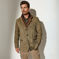 Sisica Men's Suede Jacket with Contrasting Collar