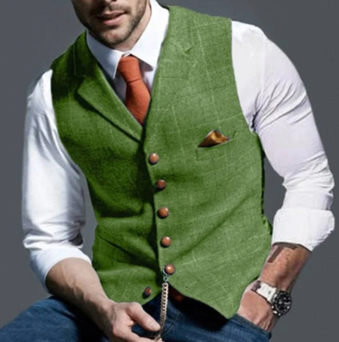 Charly | Men's Tweed Vest with V-Neck