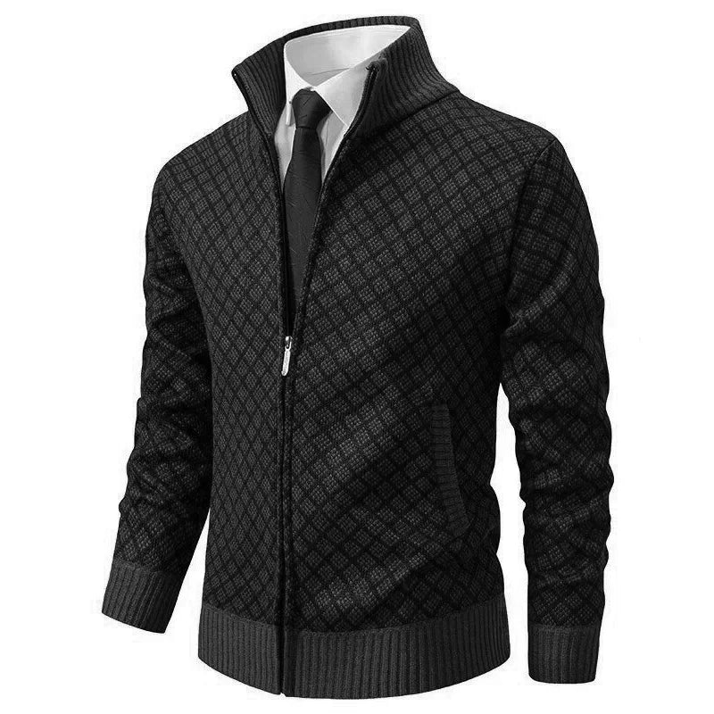 Charly | Men's Zip-Up Geometric Knit Cardigan