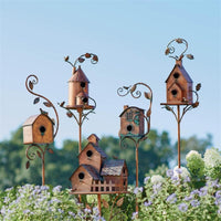 Sisica | Metal Art Birdhouse on Garden Stake - FeatherNest