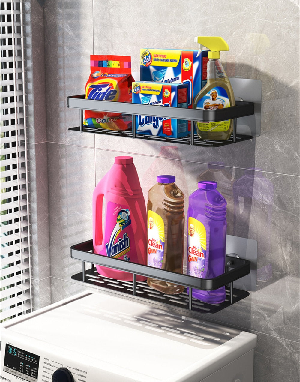 Charly | Metal Suction Cup Bathroom Shelves