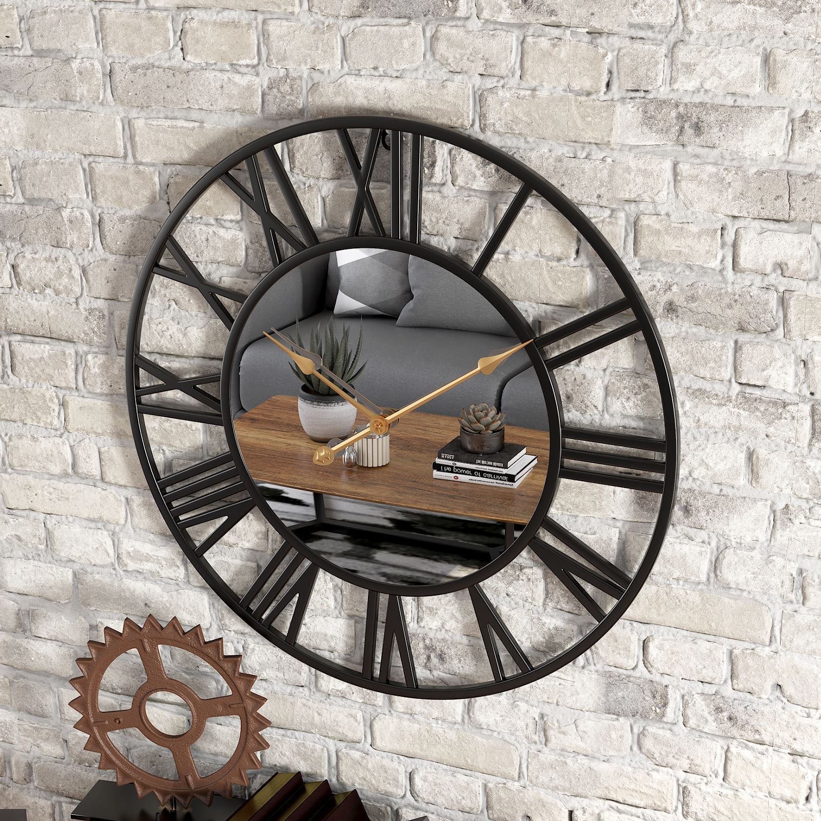 Charly | Metal Vintage Large Wall Clock with Mirror 39cm