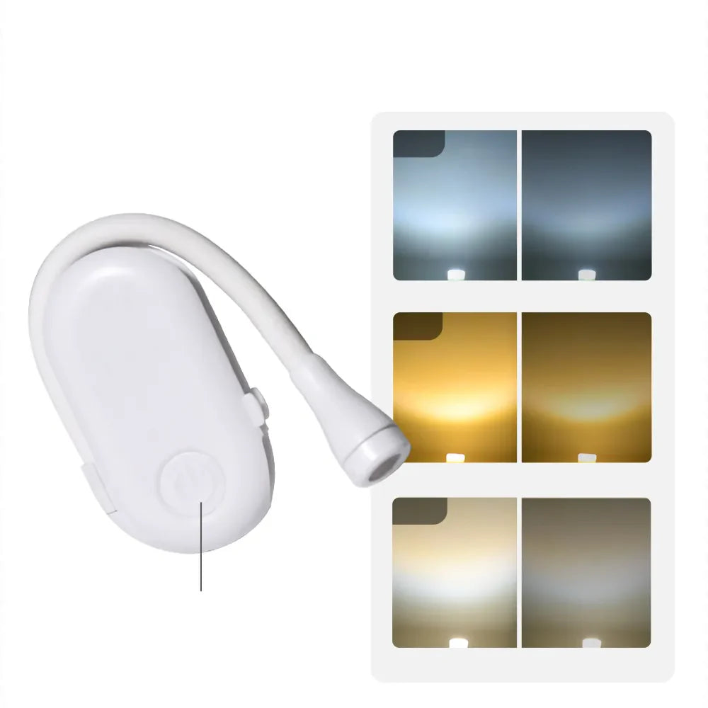 Charly | Mini Book Light - Portable Clip Light with USB Charging, Dimmable LED for Bedroom, Eye Protection, and Camping - 360° Rotating Clip Book Lamp